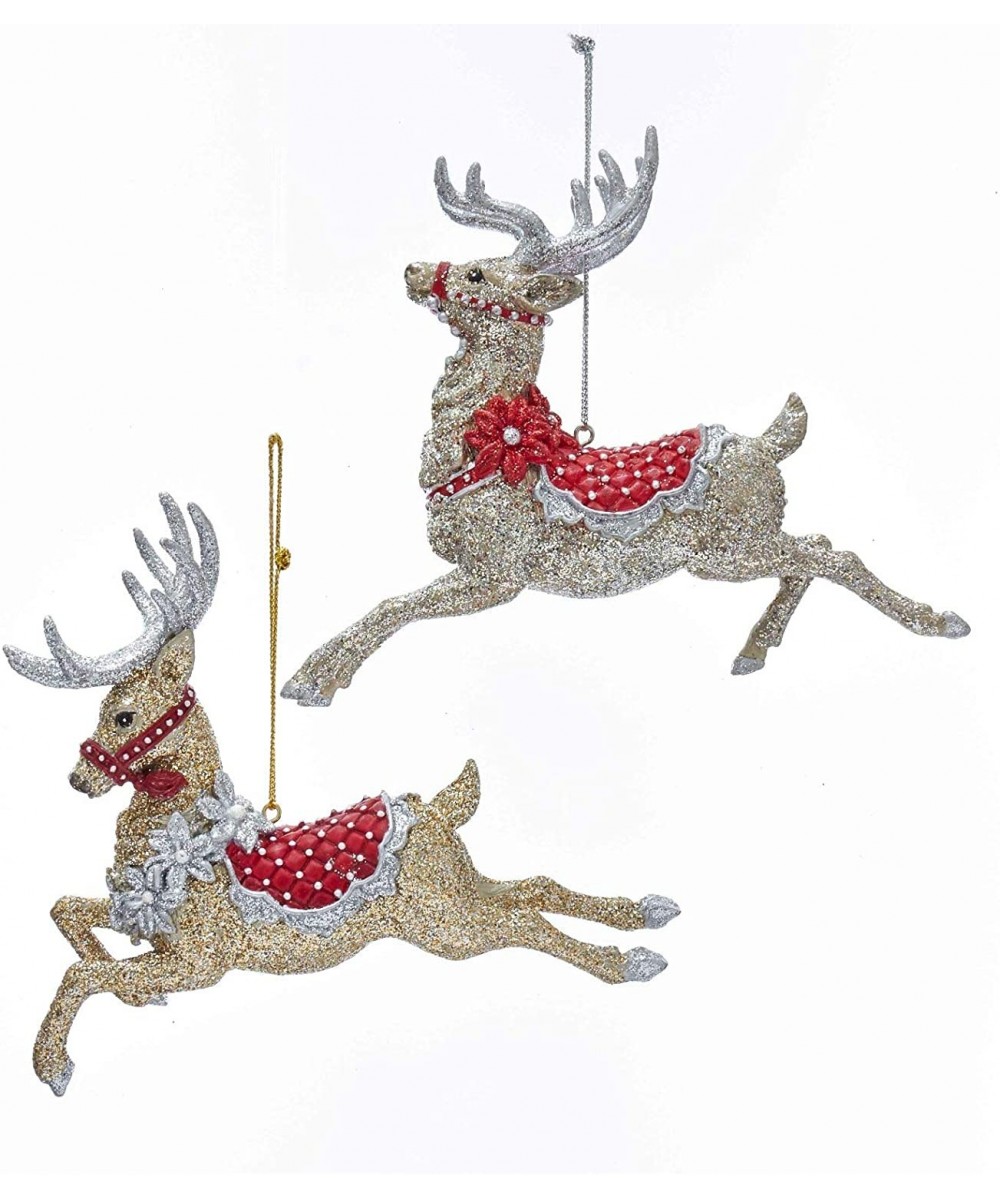 Ruby Red and Platinum Flying Reindeer Christmas Holiday Ornaments Set of 2 - CT18YWTSA27 $24.71 Ornaments
