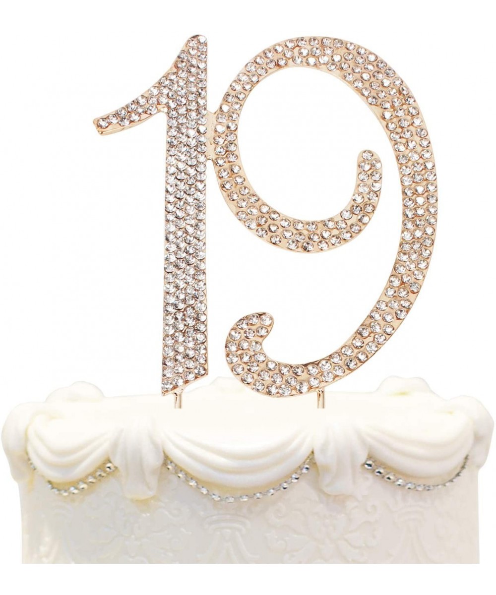 Bling Crystal 19 Birthday Cake Topper - Best Keepsake - 19th Party Decorations Gold - 19-gold - CS18LOOR486 $8.88 Cake & Cupc...