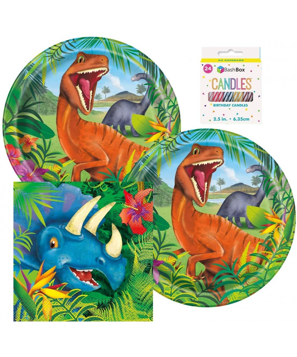 Dinosaur Birthday Party Supplies Pack Including Plates and Napkins for 16 Guests - CH195SOL5EL $7.63 Party Packs