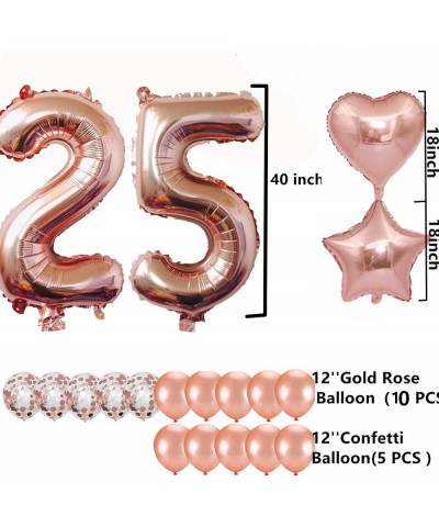 25th Birthday Decorations Party Supplies- Jumbo Rose Gold Foil Balloons for Birthday Party Supplies-Anniversary Events Decora...
