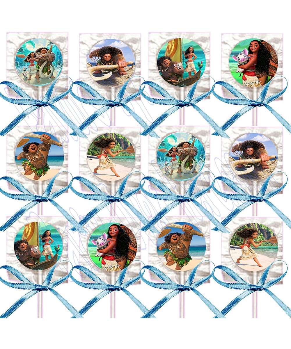 Moana Party Favors Supplies Decorations Movie Lollipops w/Turquoise Blue Ribbon Bows Party Favors -12 pcs - C9185LQ87CW $8.93...