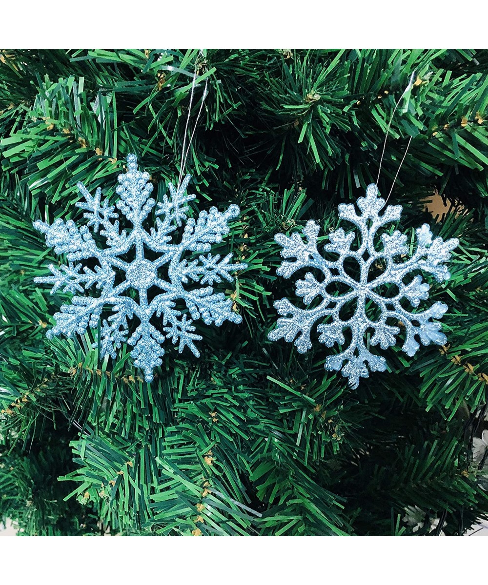 Plastic Christmas Glitter Snowflake Ornaments Christmas Tree Decorations- 4-inch- Set of 36 (Babyblue) - Babyblue - CG1947OZD...