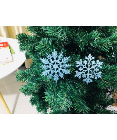 Plastic Christmas Glitter Snowflake Ornaments Christmas Tree Decorations- 4-inch- Set of 36 (Babyblue) - Babyblue - CG1947OZD...