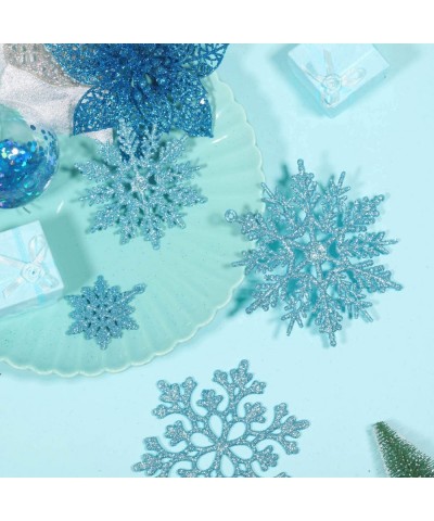 Plastic Christmas Glitter Snowflake Ornaments Christmas Tree Decorations- 4-inch- Set of 36 (Babyblue) - Babyblue - CG1947OZD...