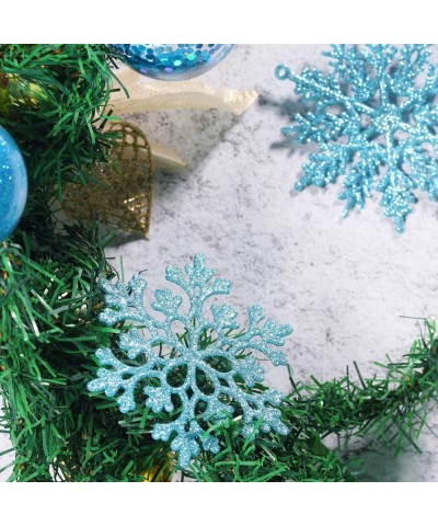 Plastic Christmas Glitter Snowflake Ornaments Christmas Tree Decorations- 4-inch- Set of 36 (Babyblue) - Babyblue - CG1947OZD...