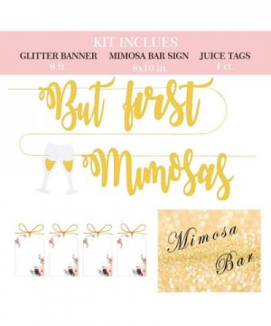 Mimosa Bar Supplies-Gold Sign But First Mimosa Banner Floral Tags Kit-Bridal Shower Decorations for Baby Shower Champagne Bru...