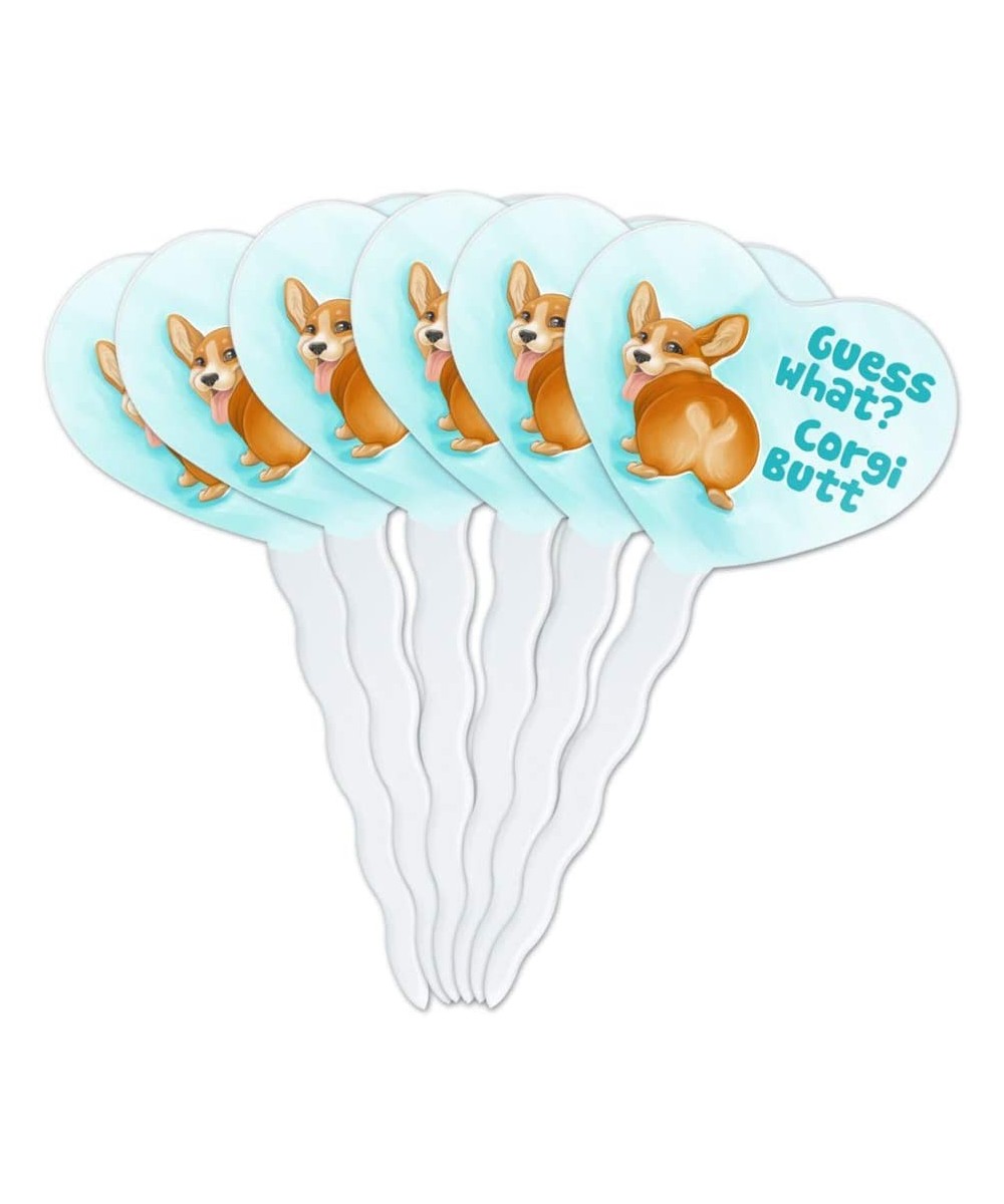 Guess What Corgi Butt Funny Joke Heart Love Cupcake Picks Toppers Decoration Set of 6 - CP18DRCXRLK $4.45 Cake & Cupcake Toppers