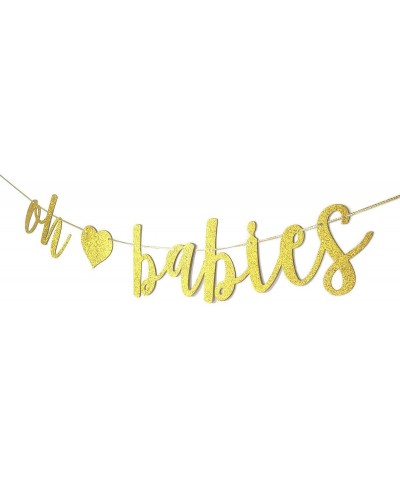 Oh Babies Cake Topper Oh Babies Banner Pre-Strung for Twins Baby Shower Gender Reveal Party Decorations (Banner N' Topper) - ...