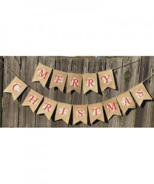 Merry Christmas Snowflake Burlap Banner - Ready to Hang Holiday Decor - Festive Christmas Seasonal Winter Decoration - Xmas P...