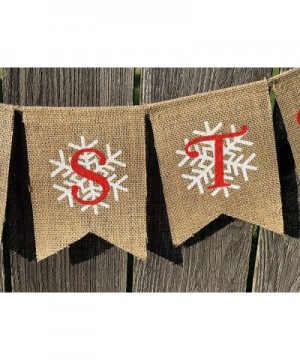 Merry Christmas Snowflake Burlap Banner - Ready to Hang Holiday Decor - Festive Christmas Seasonal Winter Decoration - Xmas P...