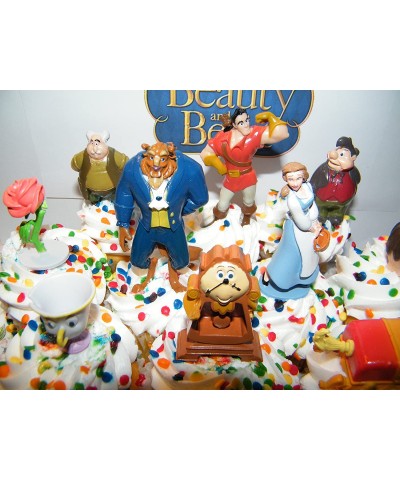 Beauty and The Beast Deluxe Mini Cake Toppers Cupcake Decorations Set of 14 with Figures- a Sticker Sheet and ToyRing Featuri...