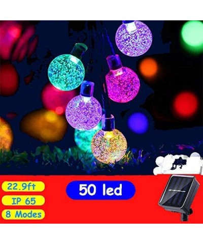 Solar String Light Outdoor Christmas Decorative 50 LED 22.9ft 8 Modes LED Solar Globe String Lights Waterproof Solar Patio Li...