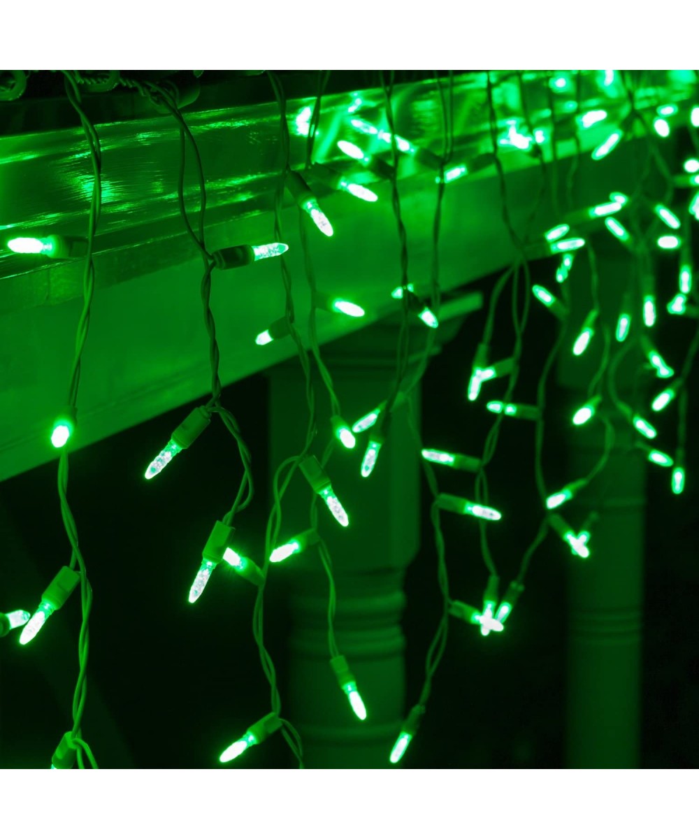 70 M5 LED Green Icicle Lights Green Christmas Lights- 7' on White Wire- Green LED Icicle Lights St Patricks Day Lights Outdoo...