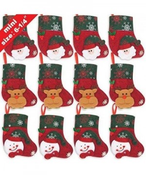 Christmas Mini Stockings- 12 Pcs 6.25 inches Felt with 3D Santa Snowman- Gift Card Silverware Holders- Bulk Treats for Neighb...