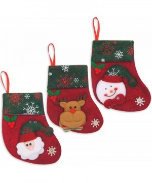 Christmas Mini Stockings- 12 Pcs 6.25 inches Felt with 3D Santa Snowman- Gift Card Silverware Holders- Bulk Treats for Neighb...
