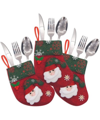 Christmas Mini Stockings- 12 Pcs 6.25 inches Felt with 3D Santa Snowman- Gift Card Silverware Holders- Bulk Treats for Neighb...