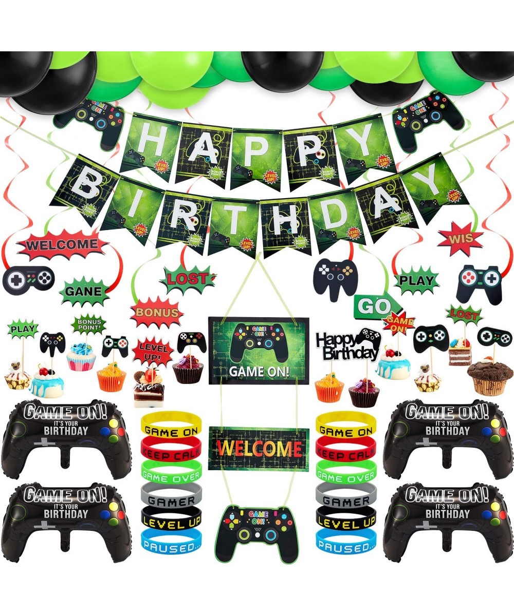 99 Pieces Video Game Party Supplies Happy Birthday Gaming Banner Welcome Hanging Sign Game Controller Balloons Multicolor Bal...