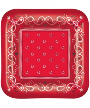 Red Western Square 7" Dessert Plates (16) and Beverage Napkins (16) Party Bundle - CD18TYE6SND $9.19 Party Tableware