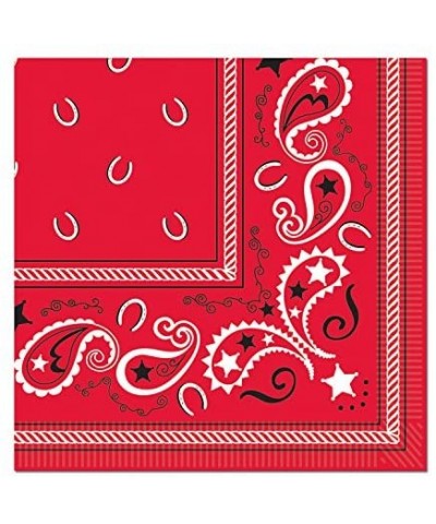 Red Western Square 7" Dessert Plates (16) and Beverage Napkins (16) Party Bundle - CD18TYE6SND $9.19 Party Tableware