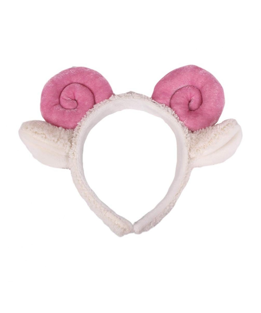 Sheep Headband with Sheep Horns And Ears Animal Sheep Costume Accessories (Pink) - Pink - CF193WA35UH $6.47 Party Hats