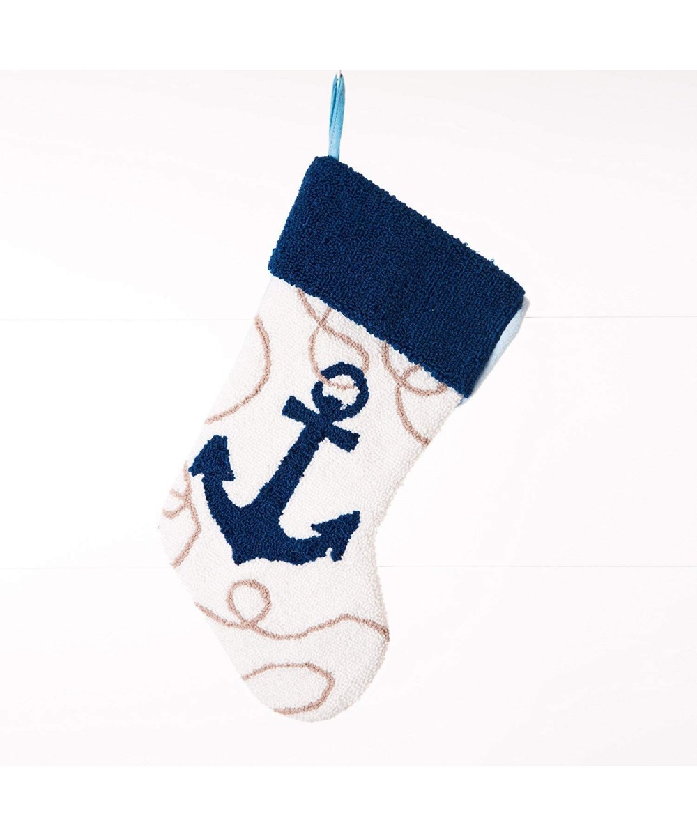 Handmade Nautical Hooked Anchor Christmas Stocking (Anchor) - Anchor - CF18M90KMX8 $14.60 Stockings & Holders
