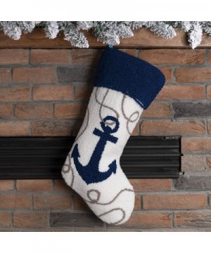 Handmade Nautical Hooked Anchor Christmas Stocking (Anchor) - Anchor - CF18M90KMX8 $14.60 Stockings & Holders