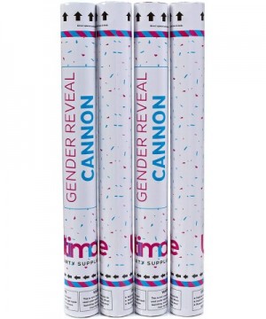 Gender Reveal Confetti and Holi Powder Cannon - 4 Pack - 2 Pink and 2 Blue - 18 Inch Compressed Air Party Popper - Gender Rev...