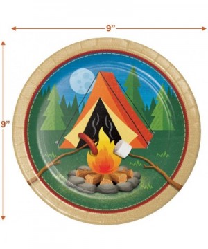 Camping Party Dinner Plates and Beverage Napkin Set with Campfire Design (Serves 16) - Dinner Plates and Beverage Napkin Set ...