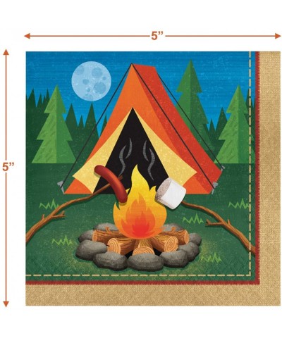 Camping Party Dinner Plates and Beverage Napkin Set with Campfire Design (Serves 16) - Dinner Plates and Beverage Napkin Set ...