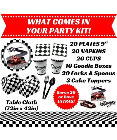 Race Car Party Supplies Set - 147 Piece Race Theme Birthday Party Decorations - Includes Disposable/Reusable Tableware Kit- P...