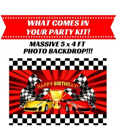 Race Car Party Supplies Set - 147 Piece Race Theme Birthday Party Decorations - Includes Disposable/Reusable Tableware Kit- P...