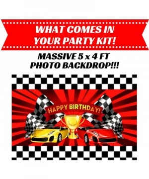 Race Car Party Supplies Set - 147 Piece Race Theme Birthday Party Decorations - Includes Disposable/Reusable Tableware Kit- P...