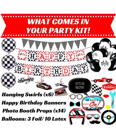 Race Car Party Supplies Set - 147 Piece Race Theme Birthday Party Decorations - Includes Disposable/Reusable Tableware Kit- P...