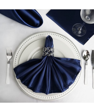 10 pcs 20-Inch Navy Blue Satin Dinner Napkins - for Wedding Party Reception Events Restaurant Kitchen Home - Navy Blue - C212...