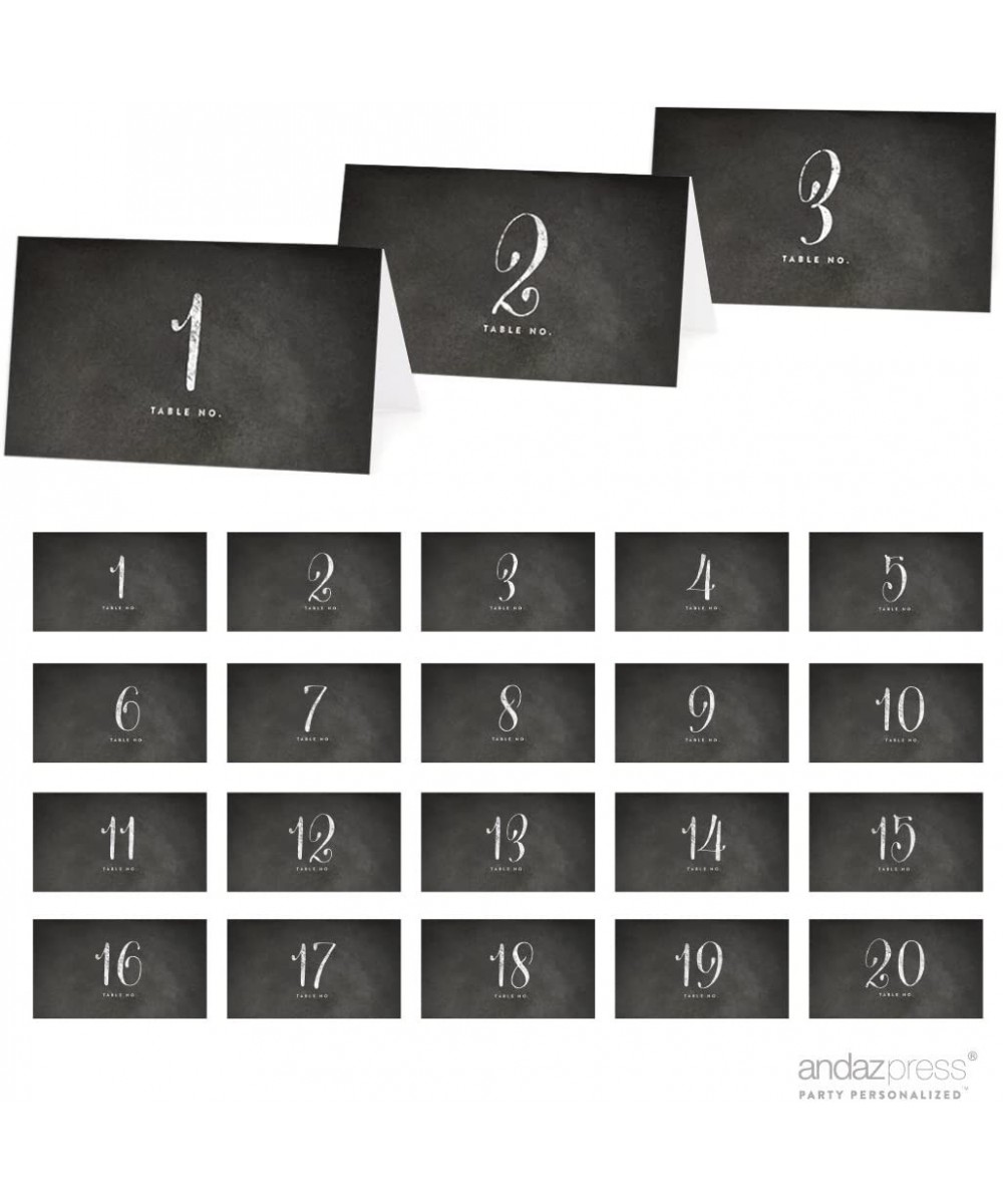 Table Tent Place Cards on Perforated Paper- Vintage Chalkboard Print- Table Numbers 1 - 20 Collection- 1-Set- Placecards Tabl...