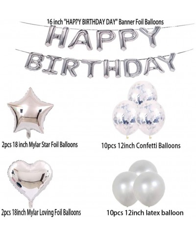 Sweet 16th Birthday Decorations Party Supplies-Silver Number 16 Balloons-16th Foil Mylar Balloons Latex Balloon Decoration-Gr...