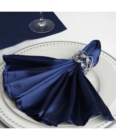 10 pcs 20-Inch Navy Blue Satin Dinner Napkins - for Wedding Party Reception Events Restaurant Kitchen Home - Navy Blue - C212...