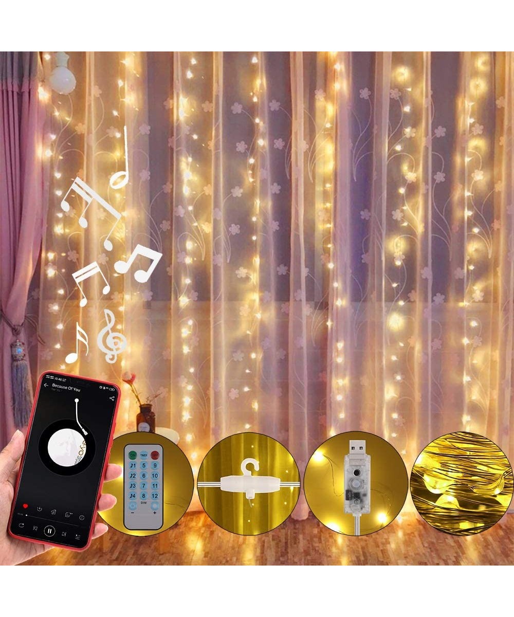 led Curtains Lights- USB Powered 310 LED Curtain Light with Voice Activated- Curtain String Lights for Christmas Party Weddin...