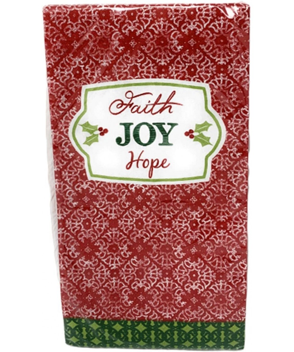 2-ply Guest Towels Buffet Hostess Paper Napkins- 20-Count- Christmas Winter Theme (Faith Joy Hope Red Green) - Faith Joy Hope...