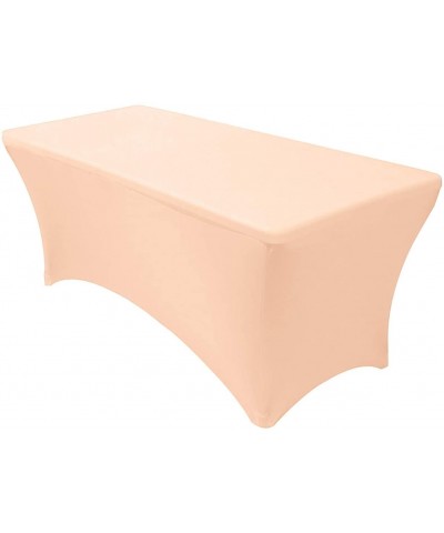 6 ft Rectangular Fitted Spandex Tablecloths Patio Table Cover Stretchable Tablecloth - Peach - Peach - CP18O00H75H $14.78 Tab...