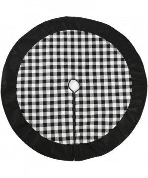 Christmas Tree Skirt- 48 inch Plaid Xmas Tree Skirt for Christmas Decorations Party and Holiday Ornaments 370 Black - 370/Whi...