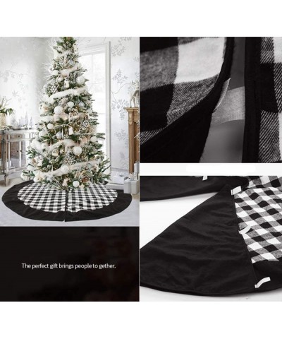 Christmas Tree Skirt- 48 inch Plaid Xmas Tree Skirt for Christmas Decorations Party and Holiday Ornaments 370 Black - 370/Whi...