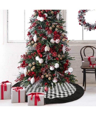 Christmas Tree Skirt- 48 inch Plaid Xmas Tree Skirt for Christmas Decorations Party and Holiday Ornaments 370 Black - 370/Whi...