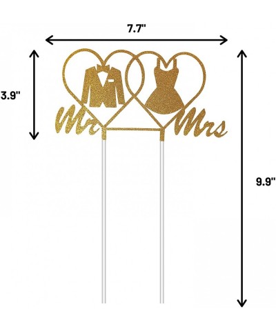 Wedding Cake Topper- Mr and Mrs Cake Topper with Premium Gold Glitter Tuxedo and Dress - CS18S7LO8HL $5.89 Cake & Cupcake Top...