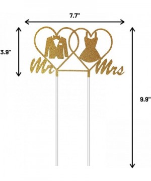 Wedding Cake Topper- Mr and Mrs Cake Topper with Premium Gold Glitter Tuxedo and Dress - CS18S7LO8HL $5.89 Cake & Cupcake Top...