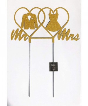 Wedding Cake Topper- Mr and Mrs Cake Topper with Premium Gold Glitter Tuxedo and Dress - CS18S7LO8HL $5.89 Cake & Cupcake Top...