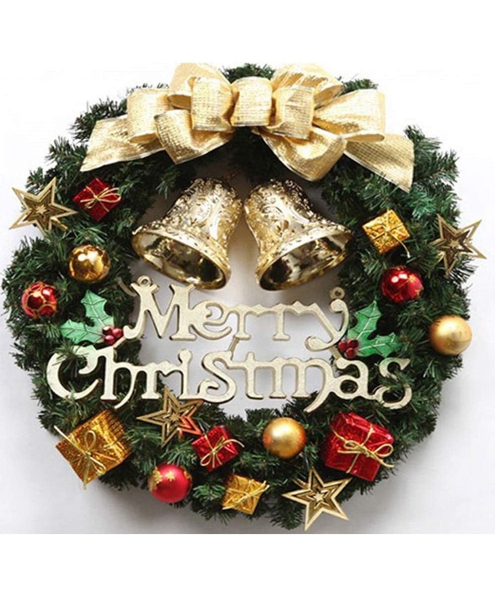 Christmas Wreath Merry Christmas Front Door Fall Decoration Ornament Wall Artificial Pine Garland for Party Décor (3) - 3 - C...