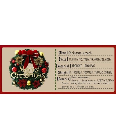 Christmas Wreath Merry Christmas Front Door Fall Decoration Ornament Wall Artificial Pine Garland for Party Décor (3) - 3 - C...