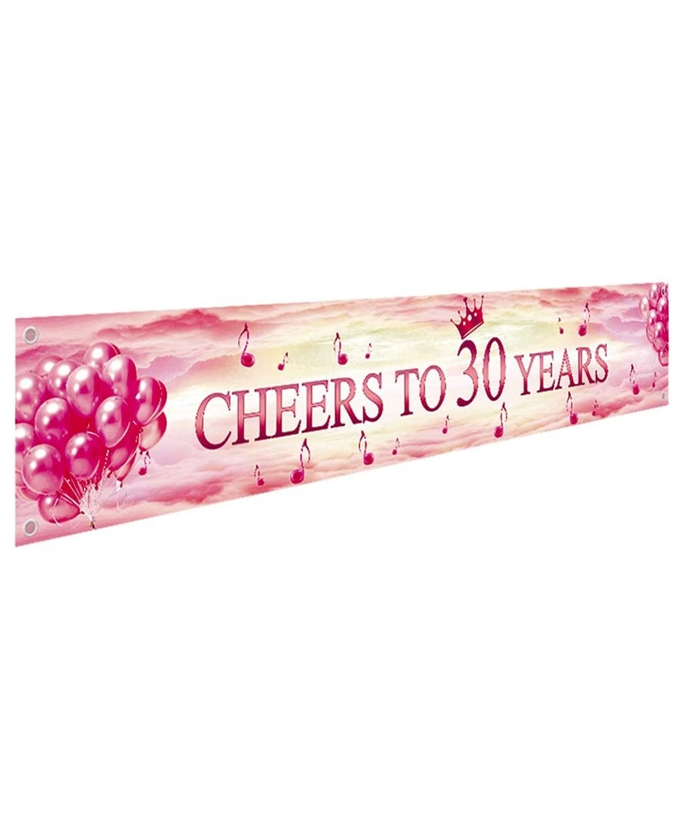 Ushinemi 30th Birthady Decorations 30th Happy Birthday Banner- Cheers to 30 Years Banner for Women Her- Large- Pink and Rose ...