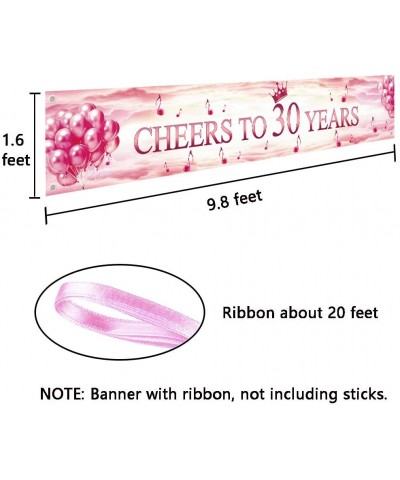 Ushinemi 30th Birthady Decorations 30th Happy Birthday Banner- Cheers to 30 Years Banner for Women Her- Large- Pink and Rose ...